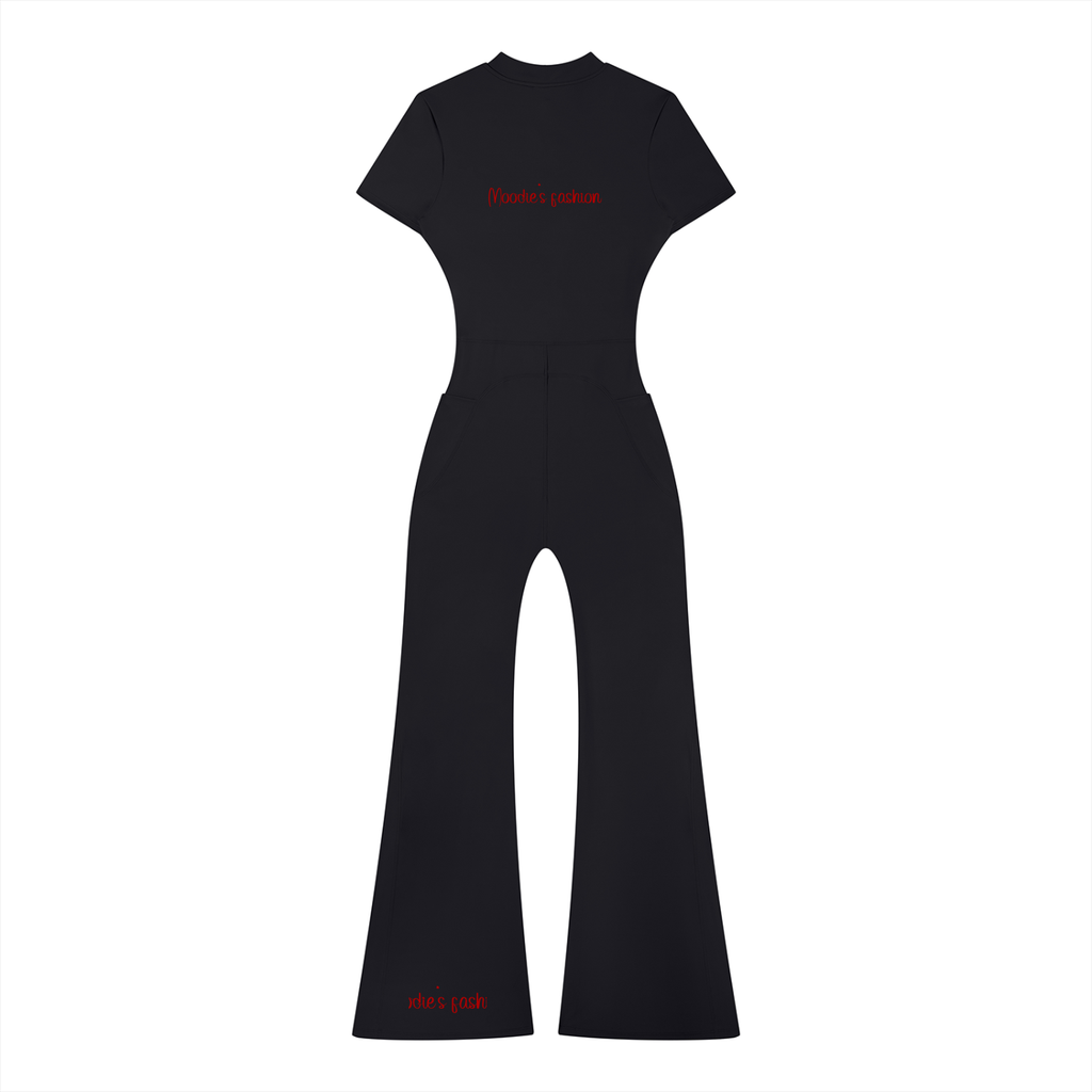 SMTight Flared Leg Quarter-Zip Jumpsuit