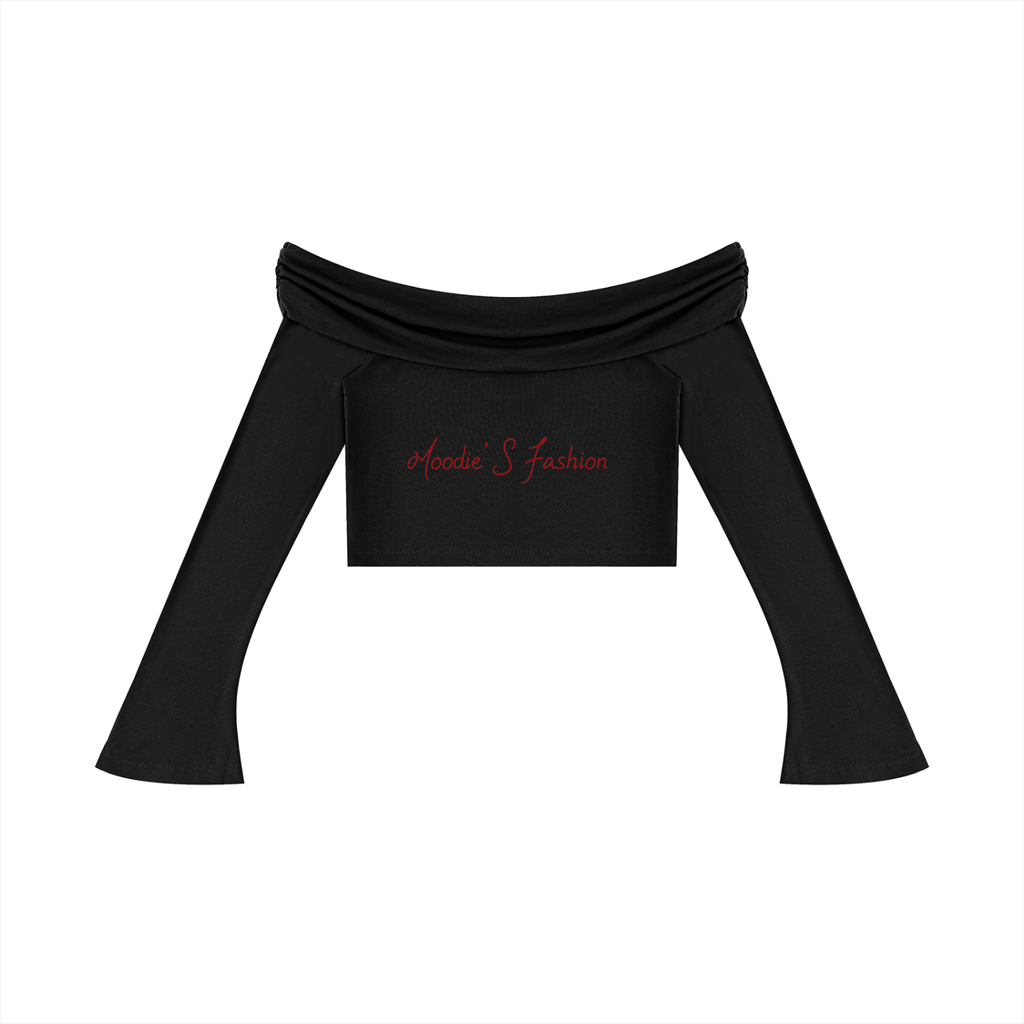 SM  Off-the-Shoulder Bell Sleeve Crop T-Shirt