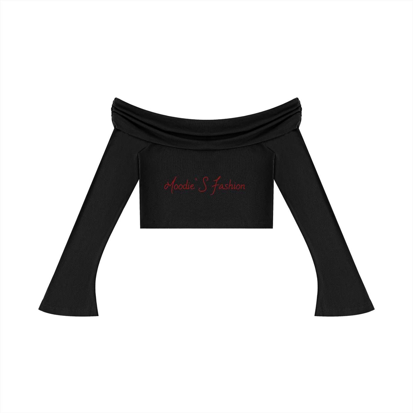 SM  Off-the-Shoulder Bell Sleeve Crop T-Shirt