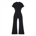 SMTight Flared Leg Quarter-Zip Jumpsuit