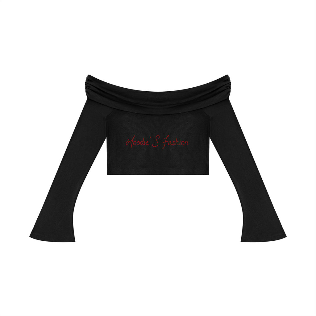 SM  Off-the-Shoulder Bell Sleeve Crop T-Shirt