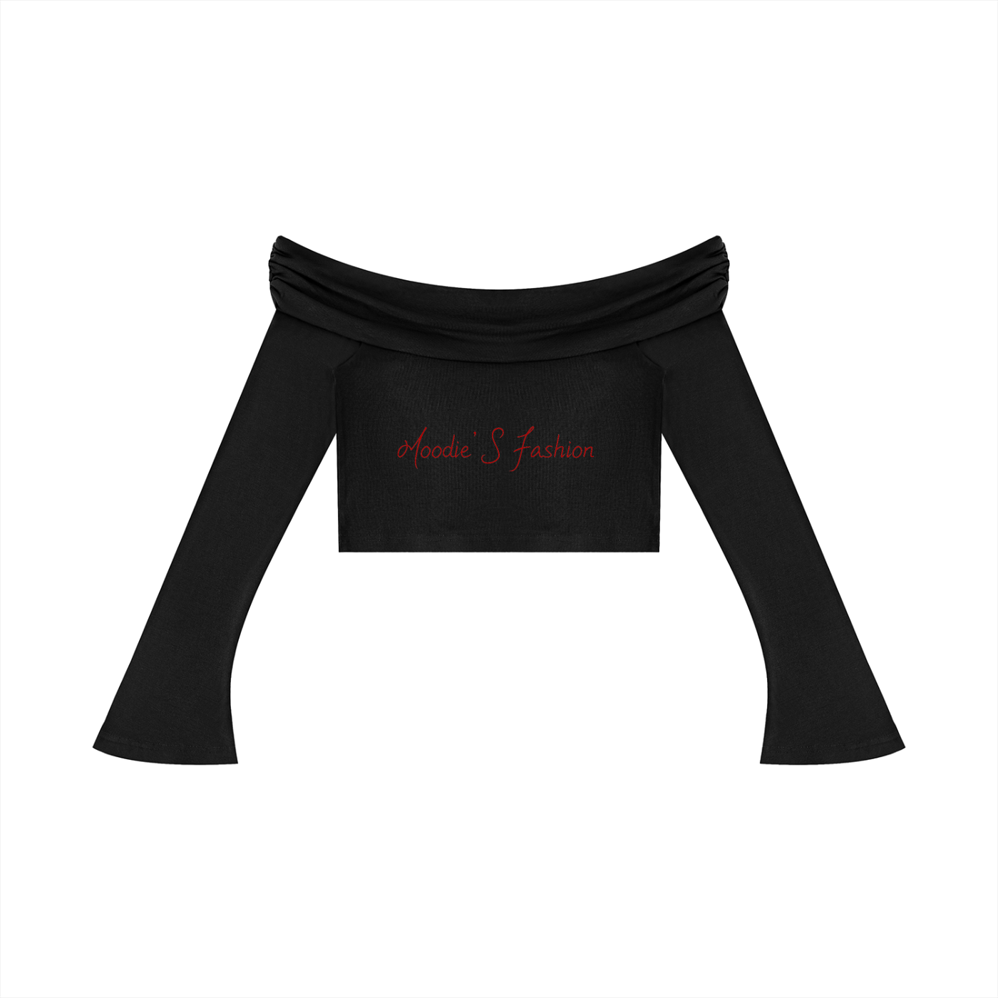 SM  Off-the-Shoulder Bell Sleeve Crop T-Shirt