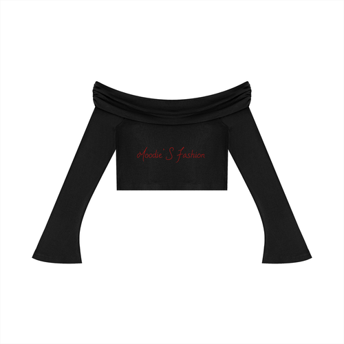 SM  Off-the-Shoulder Bell Sleeve Crop T-Shirt